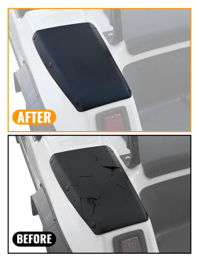 Luxemoto rear passenger guard pad shields side panels during bumps.