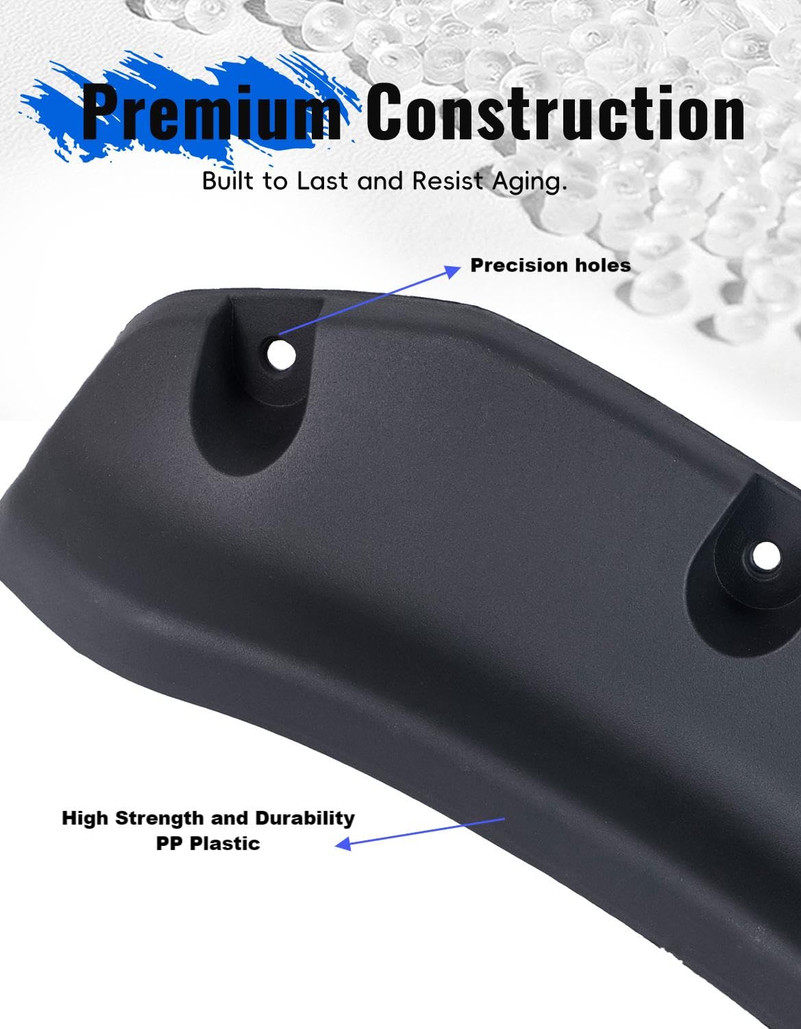 LUXEMOTO close-up of durable PP material showing impact resistance.