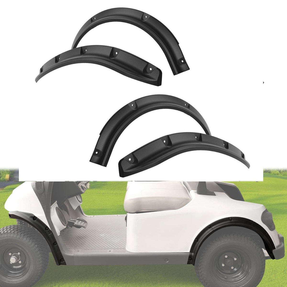 Luxemoto front fender flare for EZ-GO RXV Valor 2025 adds mud protection and style