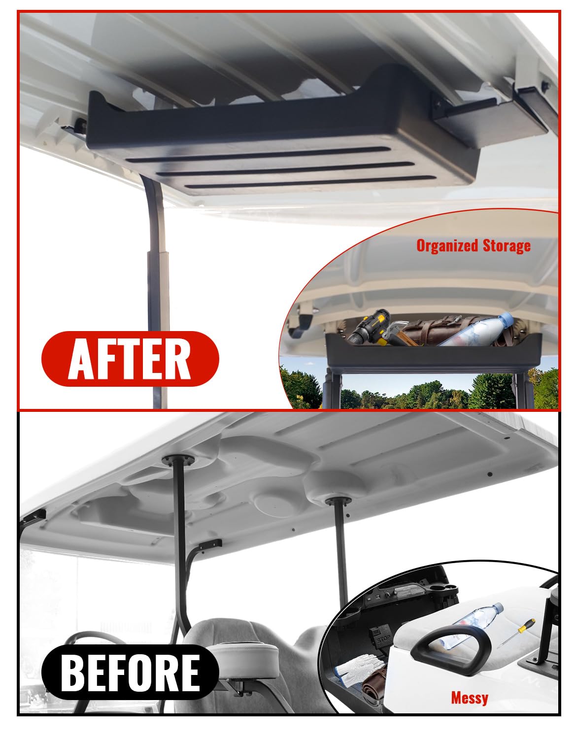 LUXEMOTO front roof storage box mounted for quick access during play