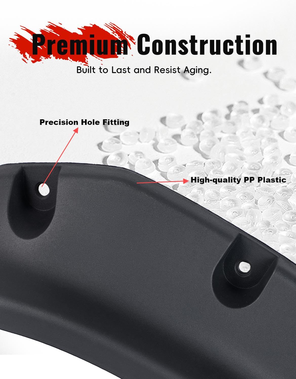 Luxemoto textured black close-up emphasizes durable polypropylene construction