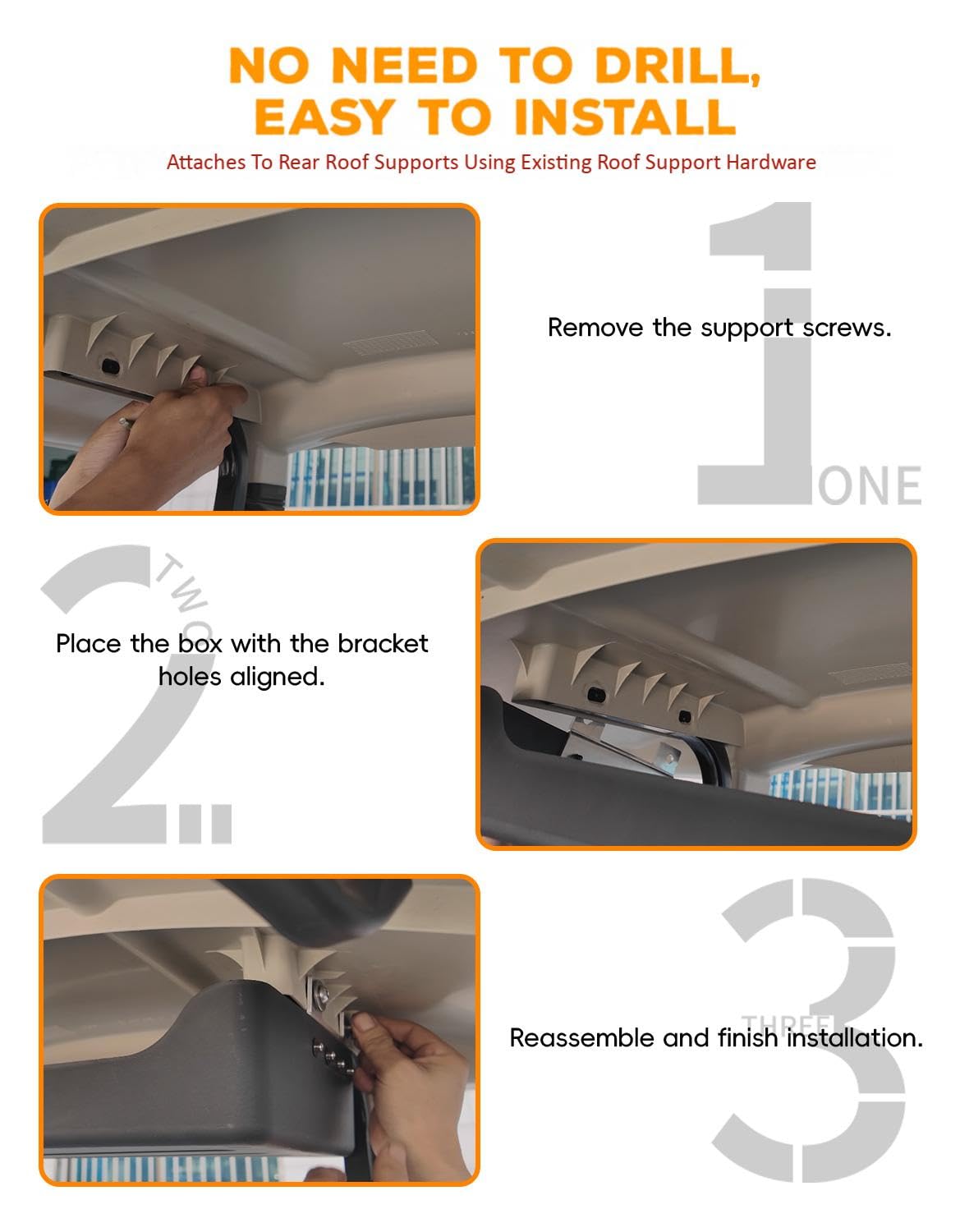 No-drill installation preserves cart structure while fixing the tray.