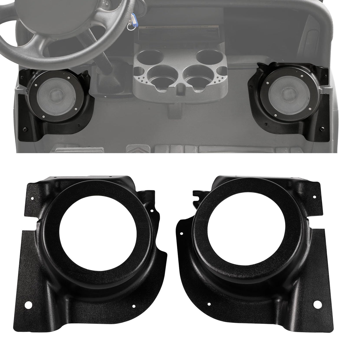 Luxemoto RXV left under-dash pod directs sound toward driver and passenger.