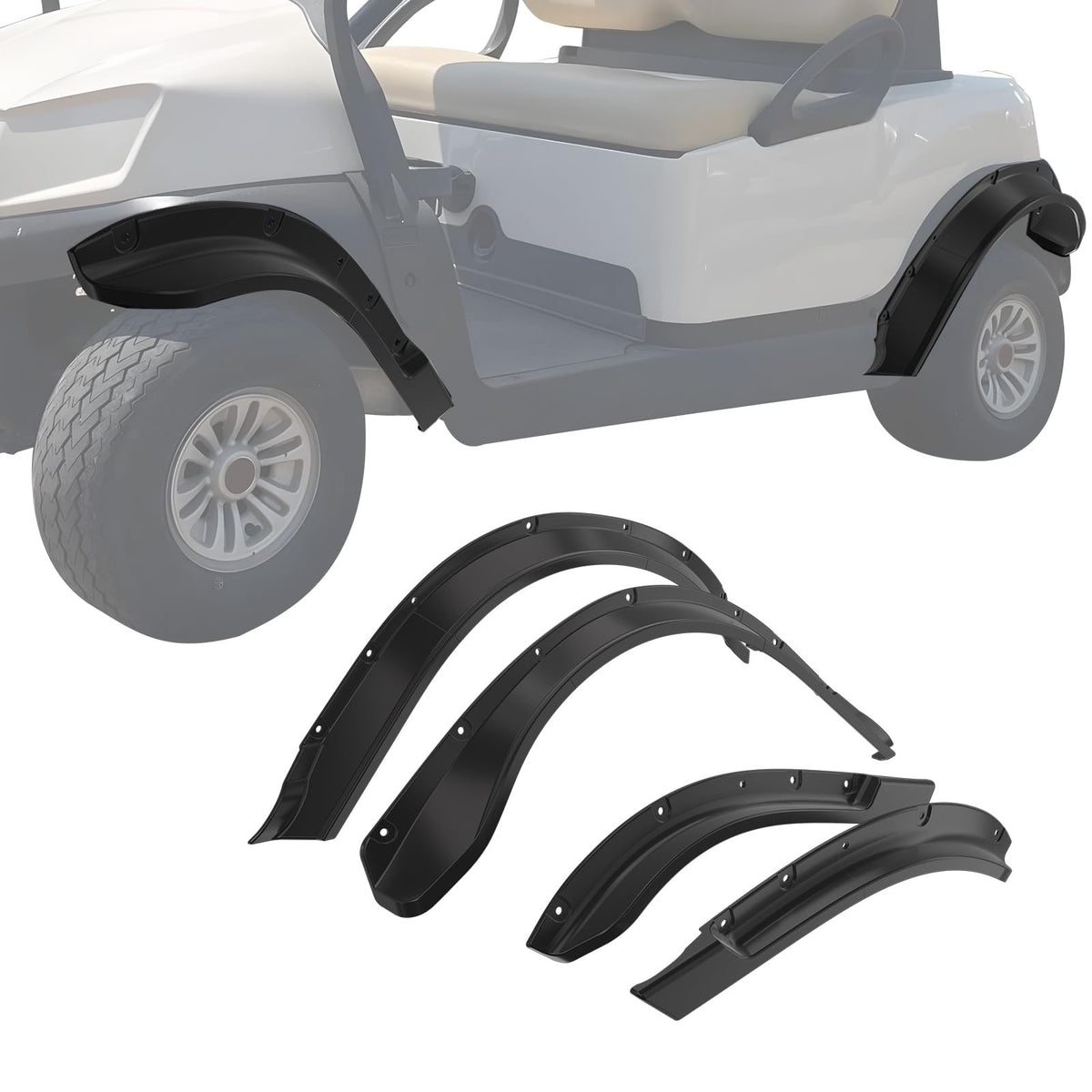 LUXEMOTO Tempo front fender flare shields the cart from mud