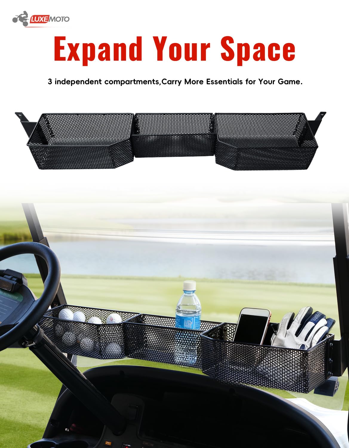 Three-compartment design helps separate golf accessories efficiently.