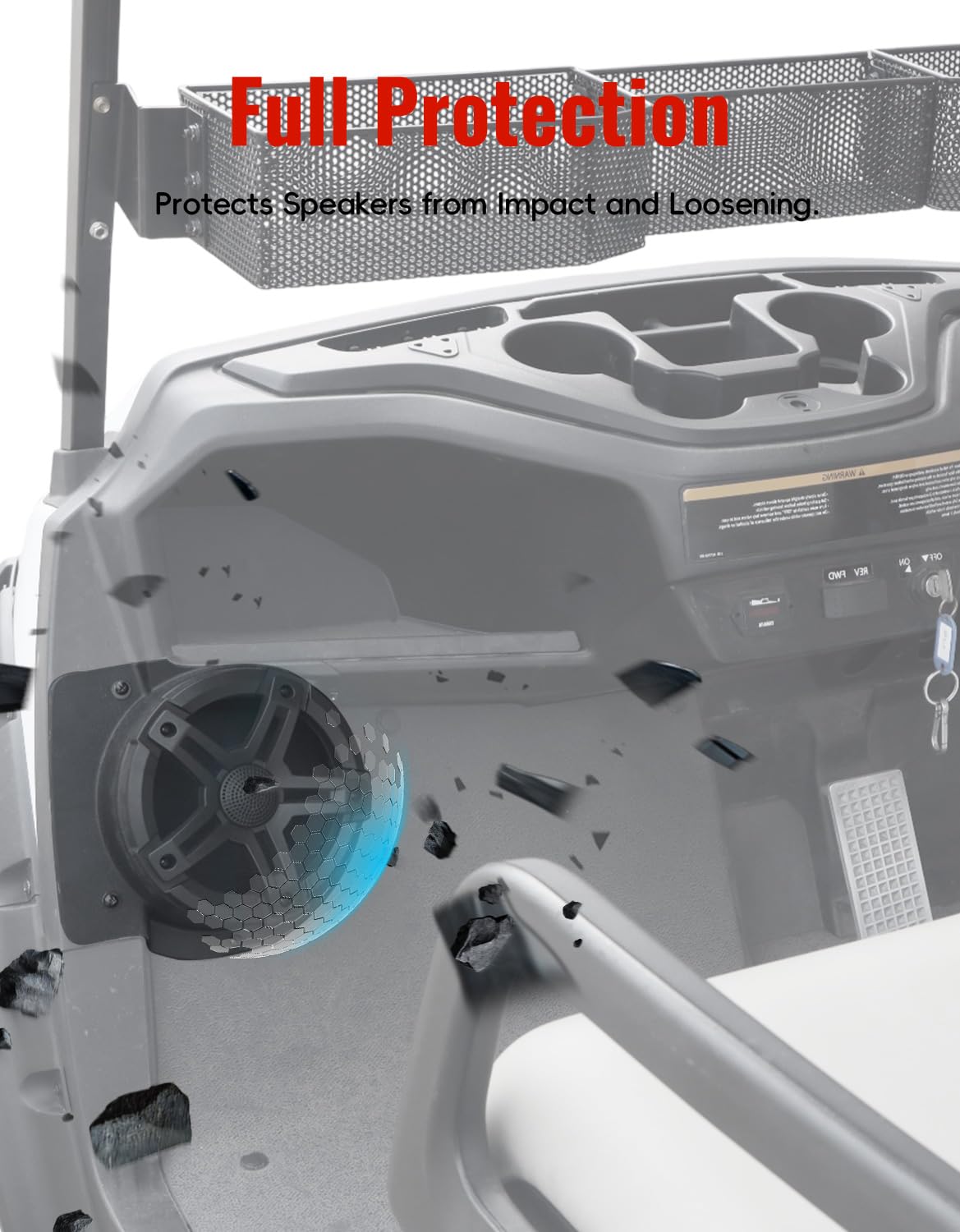 Luxemoto under-dash kick panel installation view shows precise fit