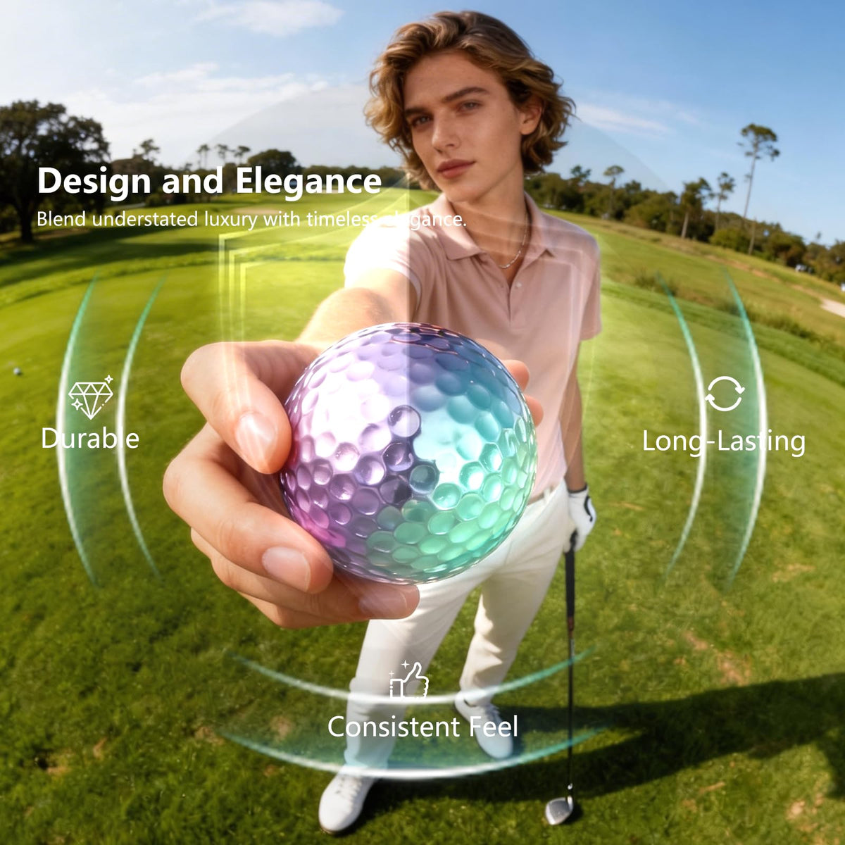 LUXPACE gradient ball offers high visibility against green grass.