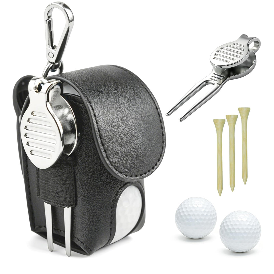 LuzySombral portable leather golf pouch with belt clip for on-course convenience.