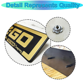 LY 5KYSON EZGO TXT emblem angle view guides precise alignment.
