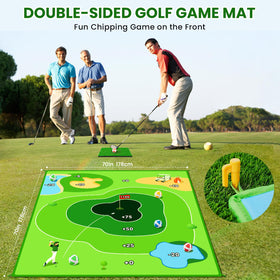 LYDARZ Battle Golf mat backyard-setup showcases easy, fast setup for family practice and fun.