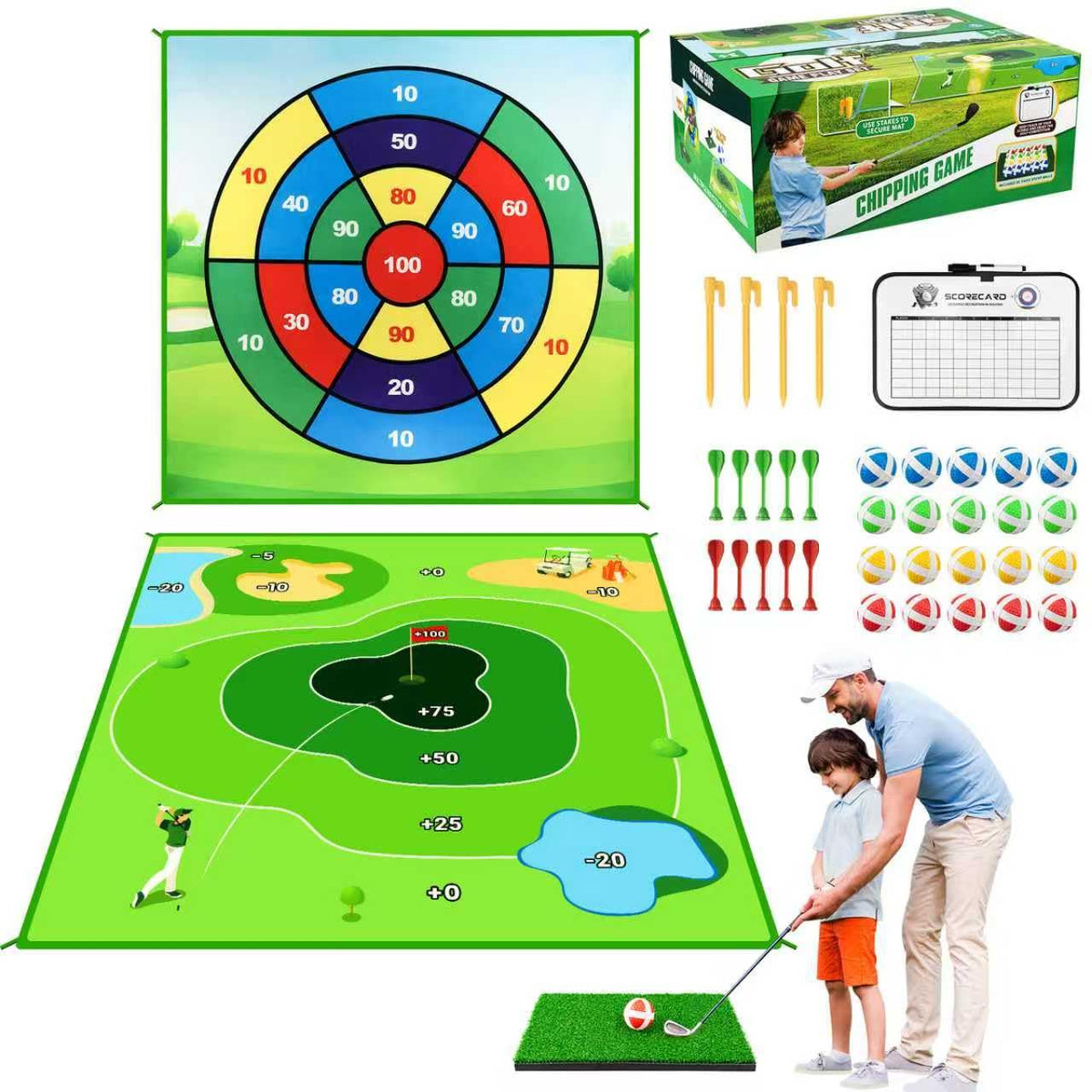 LYDARZ Battle Golf mat front view for precise chipping practice and backyard fun.