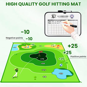 LYDARZ Battle Golf mat in-use during backyard session for quick practice and social play.