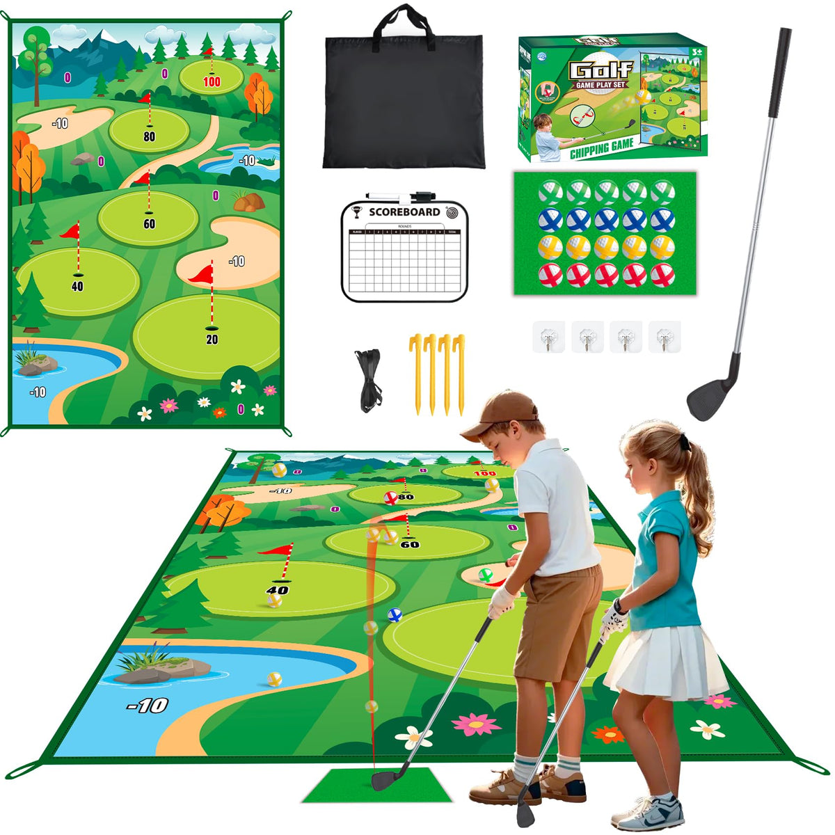 lyleyu golf chipping mat 47x70 laid flat for versatile indoor/outdoor practice
