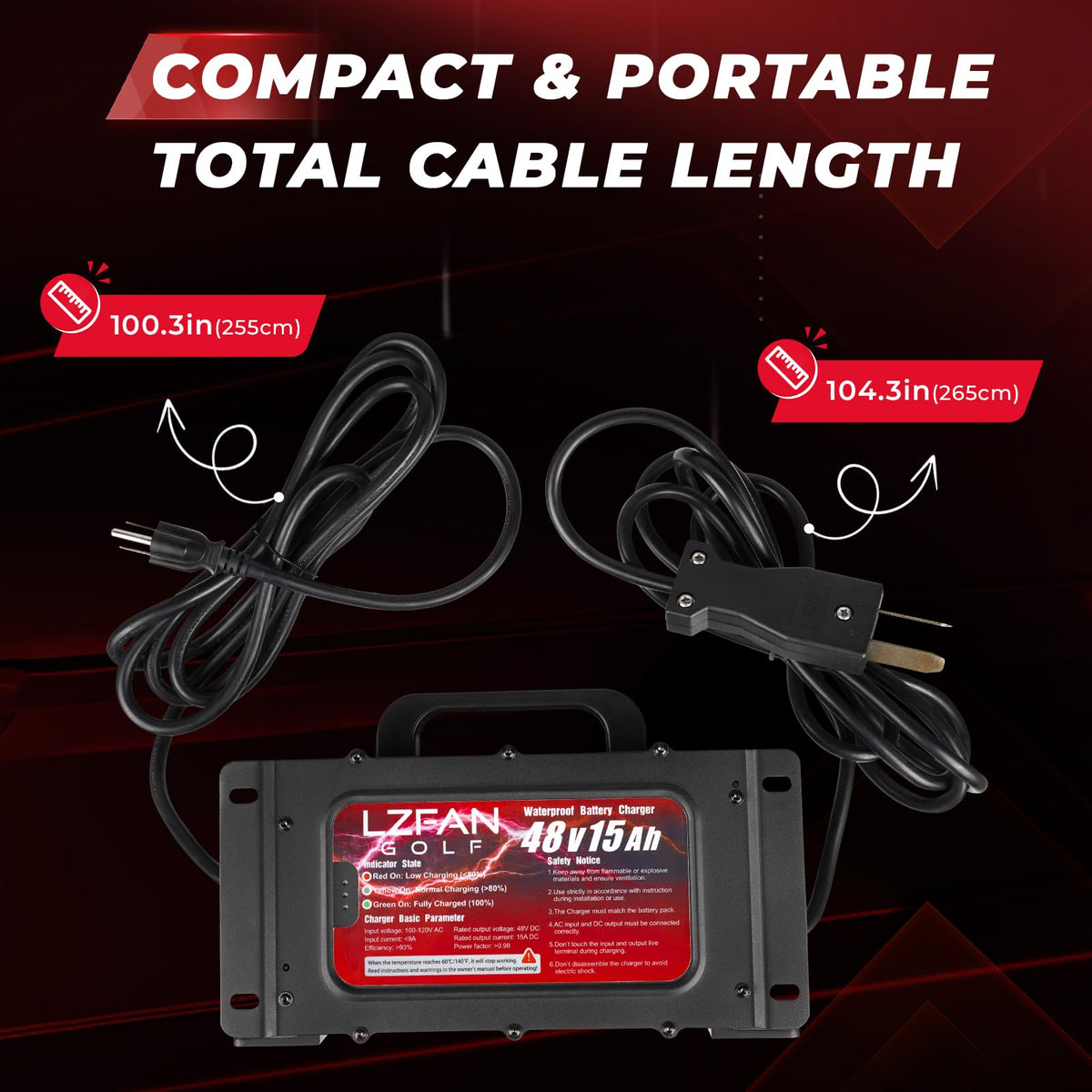 LZFAN compact charger for on-the-go golf cart power