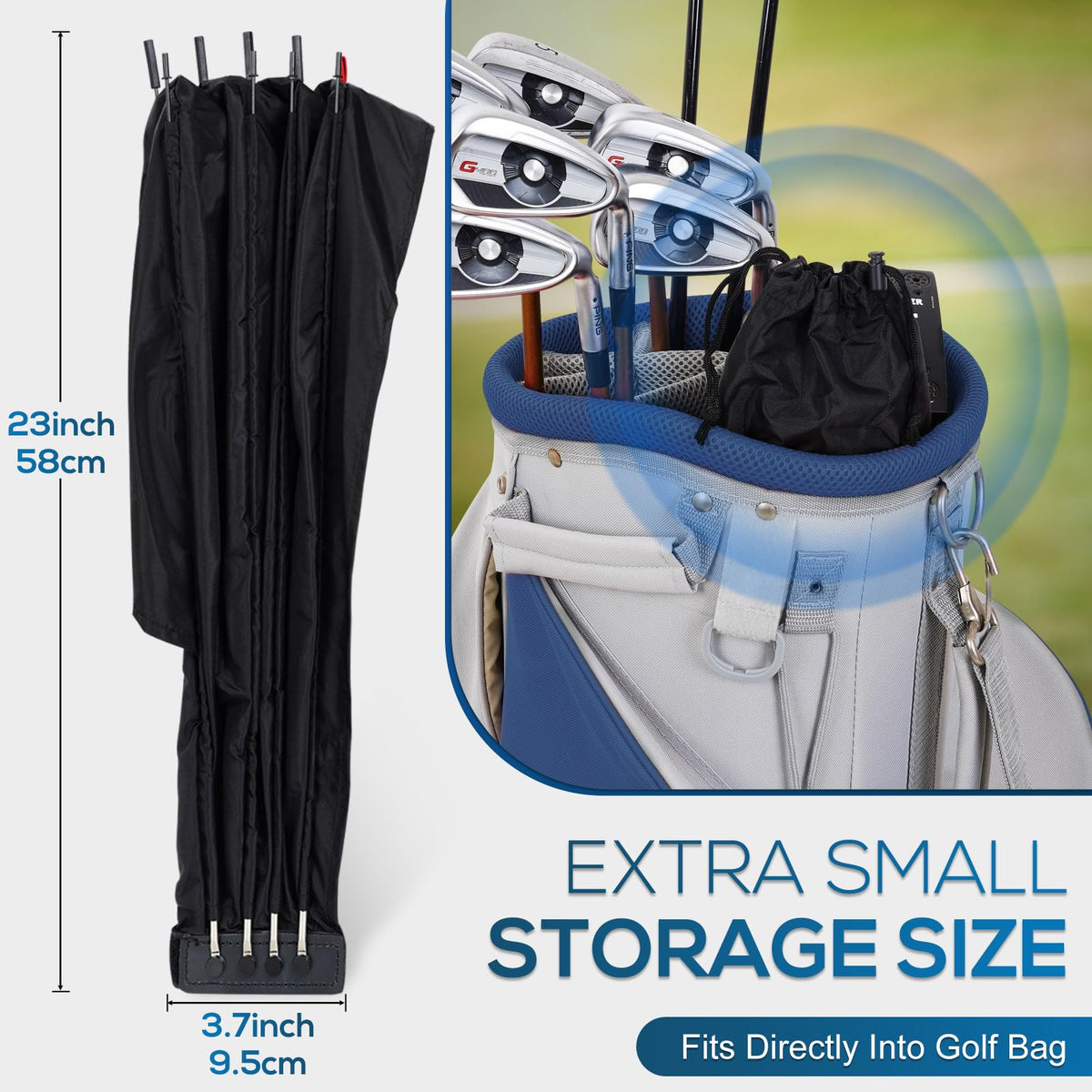 Adjustable Velcro straps attach securely to the bag.