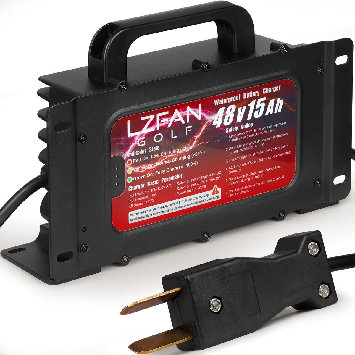 LZFAN golf cart charger with 48V 15A output for reliable charging