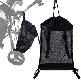 LZFAN backside extension storage bag on a golf cart, expanding gear capacity.
