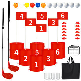 LZHZH backyard golf set with six-hole course for easy family lawn play