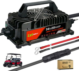 Lztsuply 36V-20A charger front view for rugged charging in harsh environments.