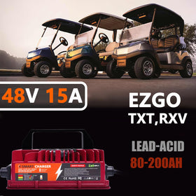 Lztsuply 48V charger for EZGO RXV TXT, reliable maintenance on carts.