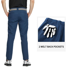 M MAELREG dress pants waistband non-slip logo closeup for tuck-in stability.