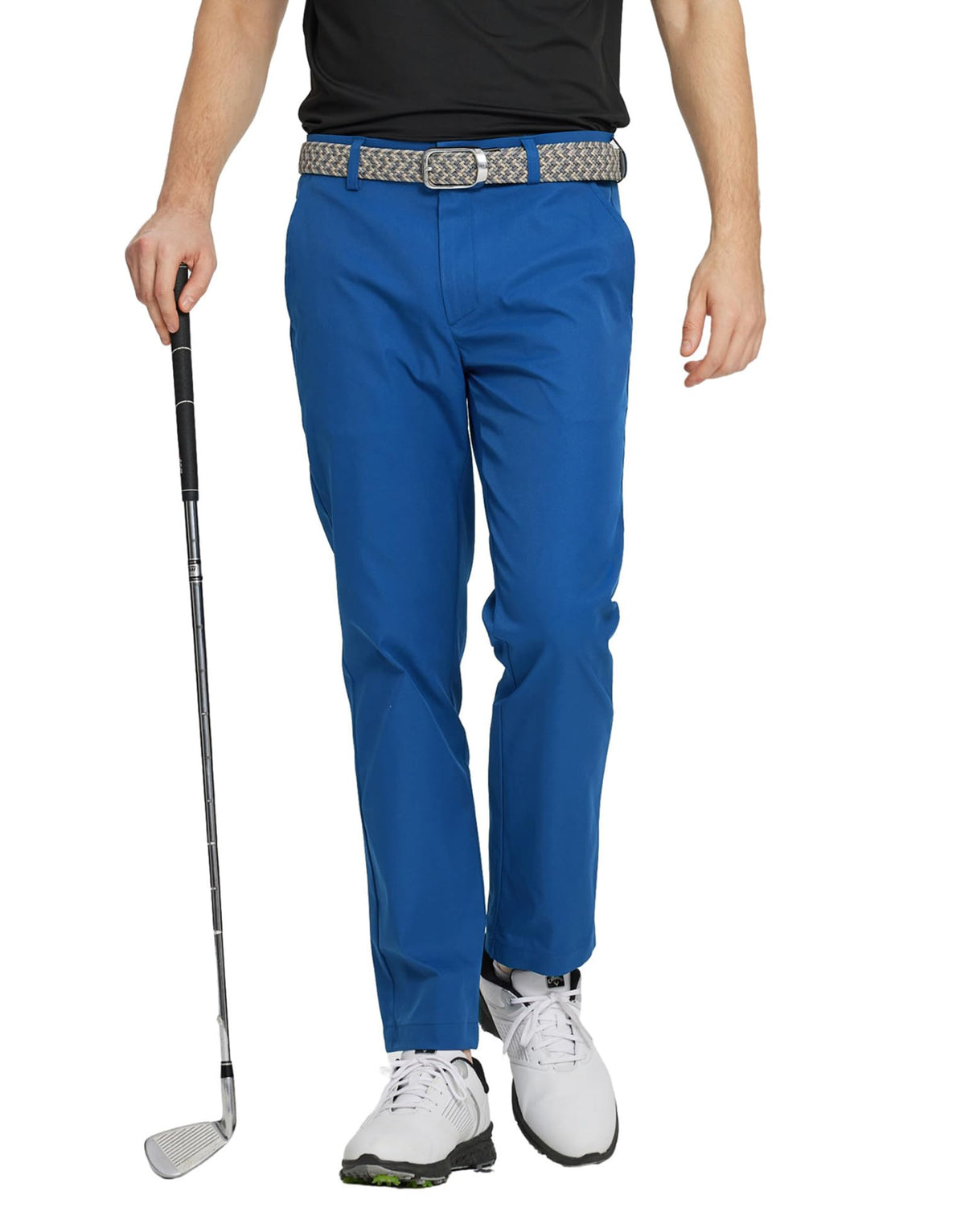 M MAELREG cobalt golf pants, full view for versatile golf and office wear.