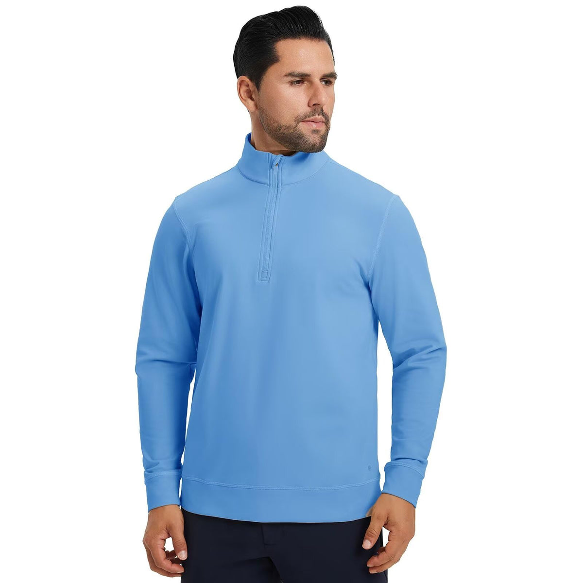 M MAELREG golf pullovers quarter-zip sky blue with adjustable ventilation