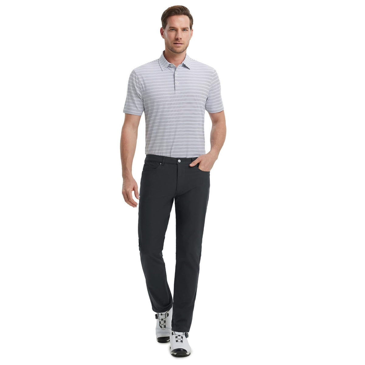 M MAELREG sturdy belt-loops support a polished look.