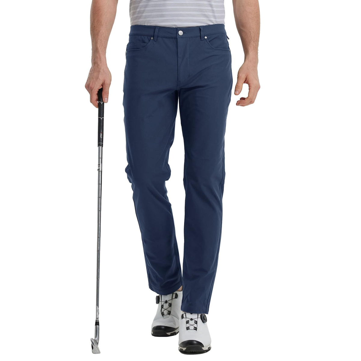 M MAELREG men's business casual stretch golf pants navy front view showing lightweight comfort