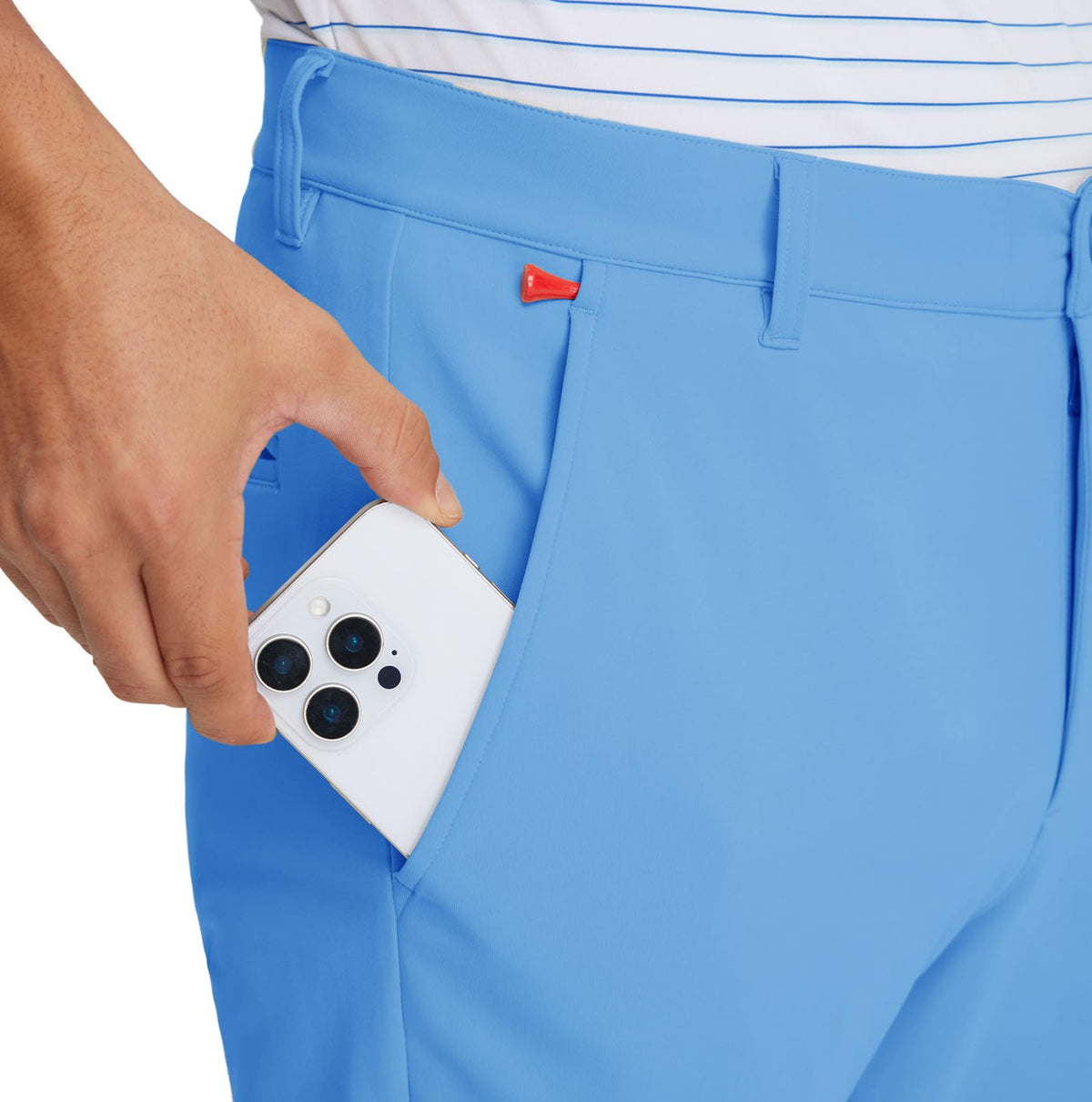 M MAELREG back pocket detail ideal for securing valuables.