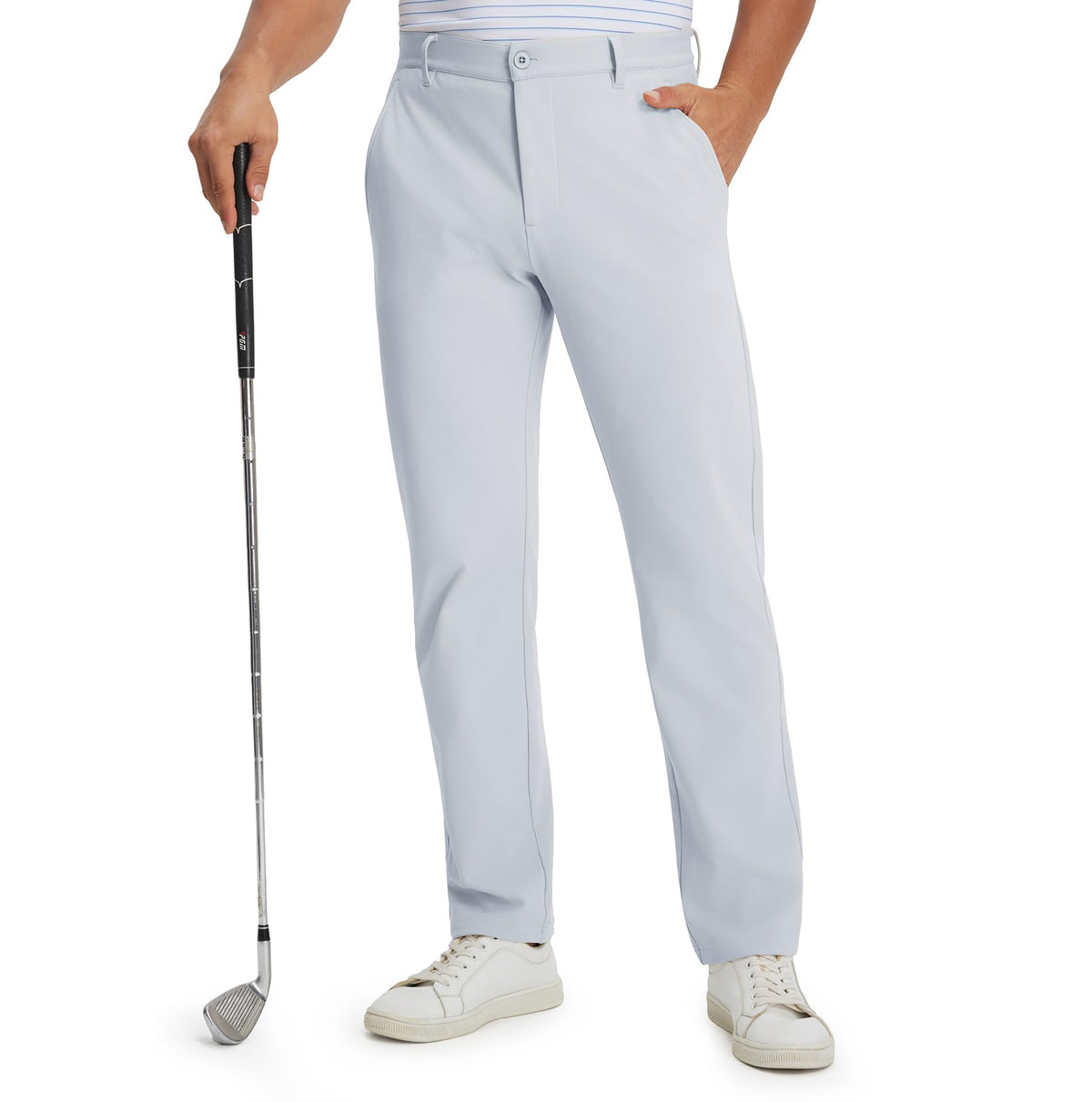 M MAELREG men's golf pants with four pockets, front view, secure item storage.
