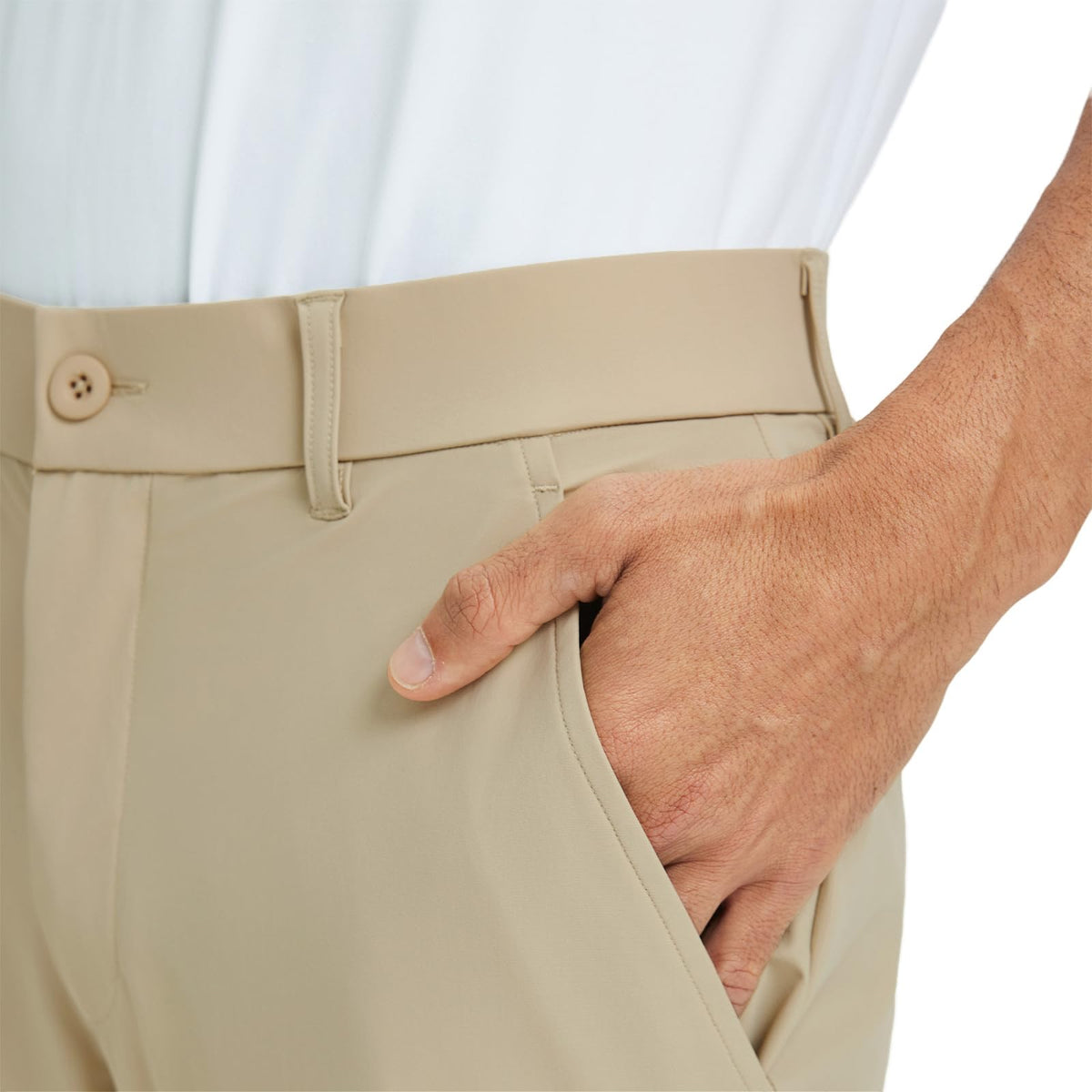 M MAELREG mens golf pants non-slip logo waistband prevents shirt from riding up.