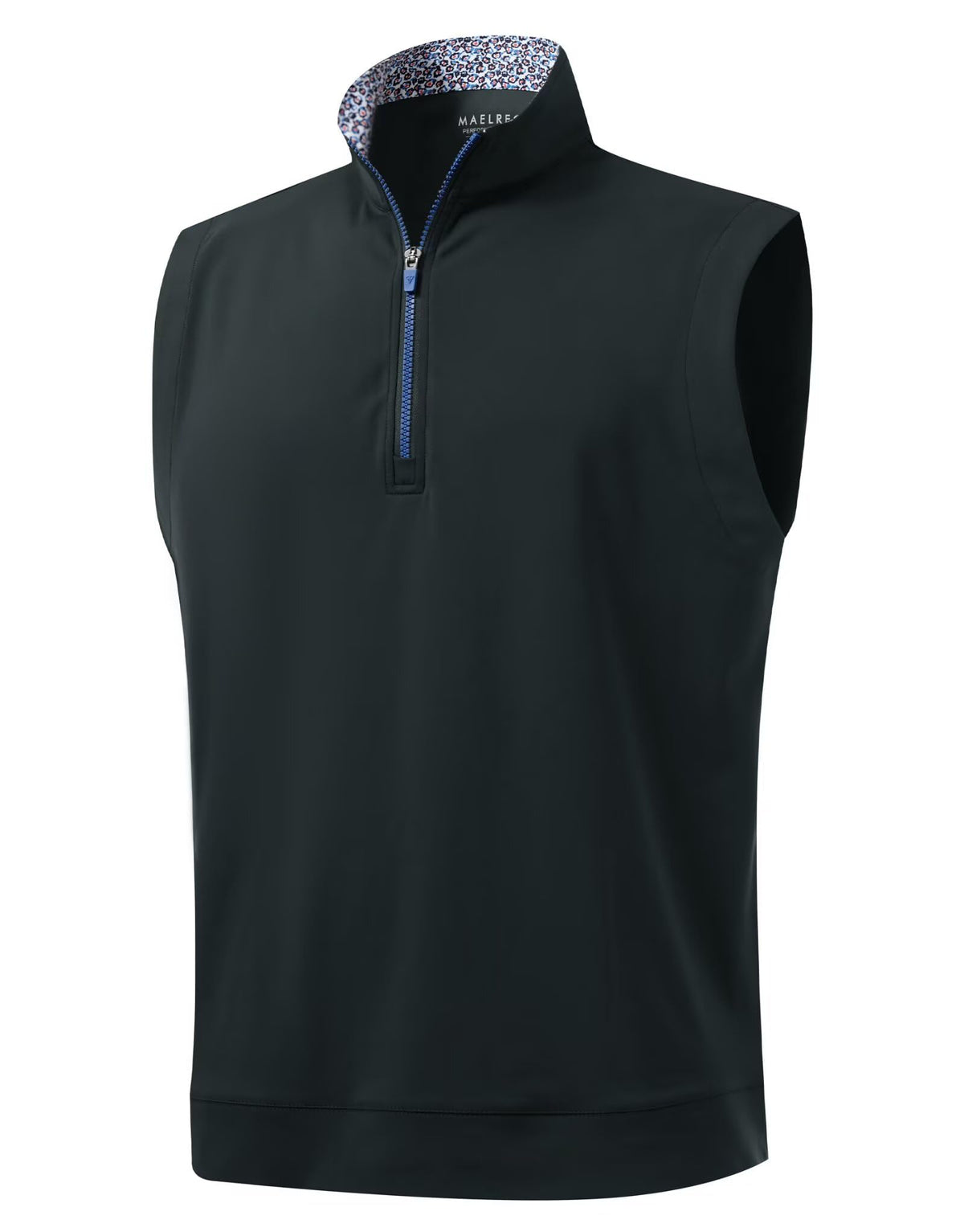 M MAELREG golf vest quarter-zip front view shows breathable stretch fabric for all-day comfort.