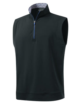 M MAELREG golf vest quarter-zip front view shows breathable stretch fabric for all-day comfort.