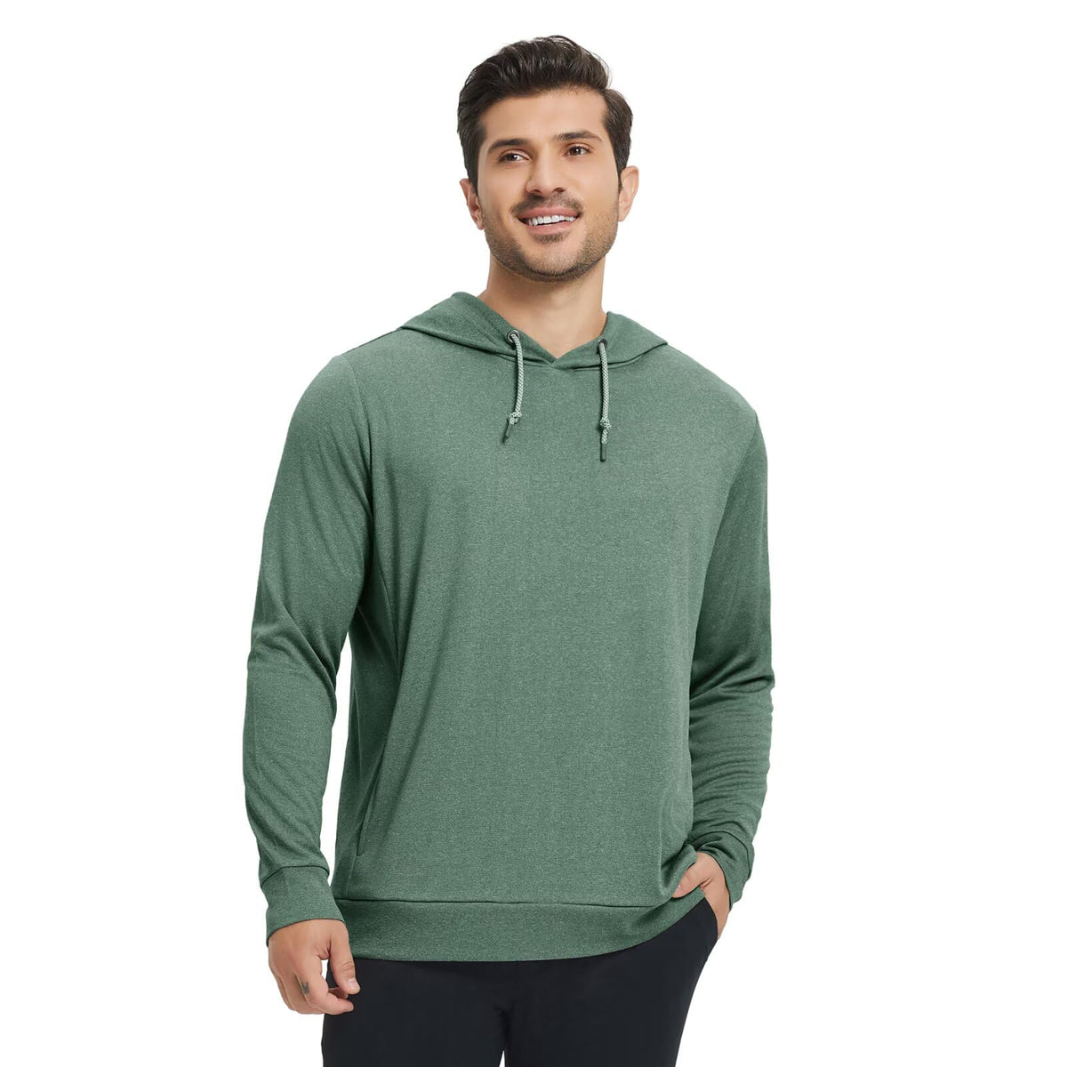 M MAELREG men's hoodie back view highlighting sleek silhouette and comfortable fit.