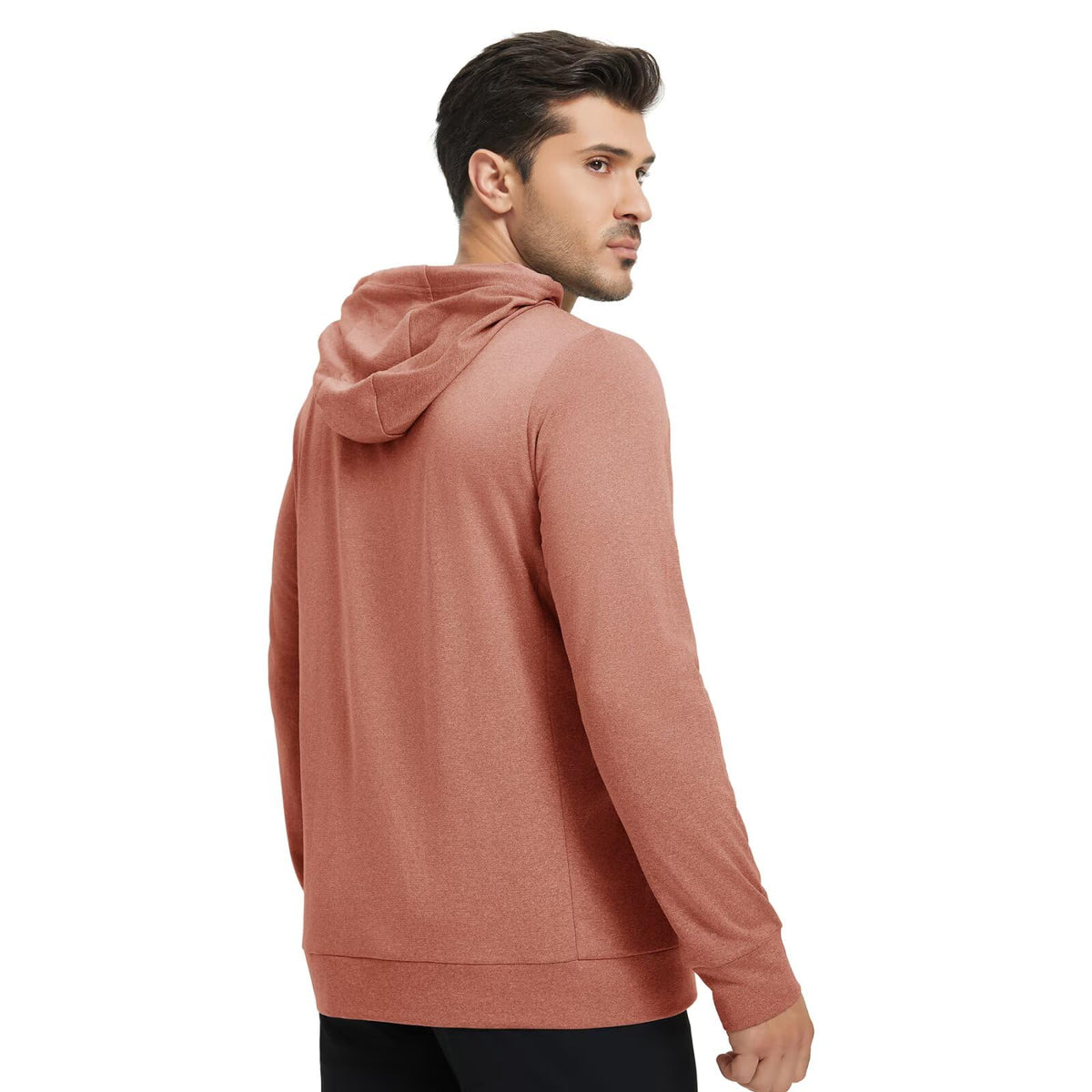M MAELREG men's hoodie pocket closeup showing convenient storage.