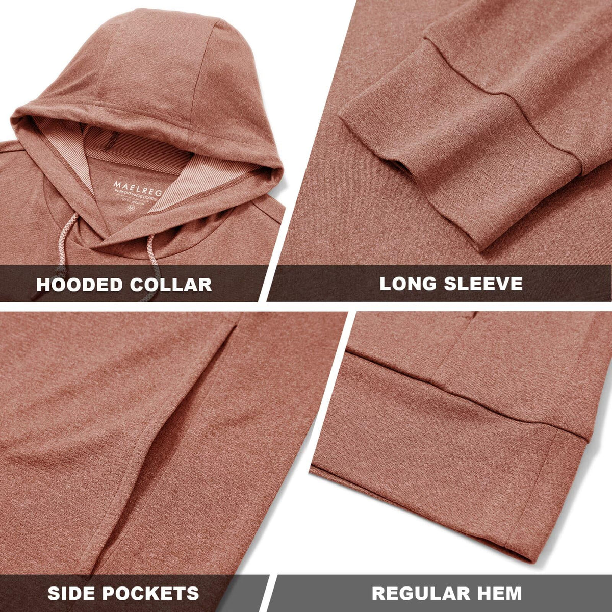 M MAELREG men's hoodie side view ideal for golf and travel.