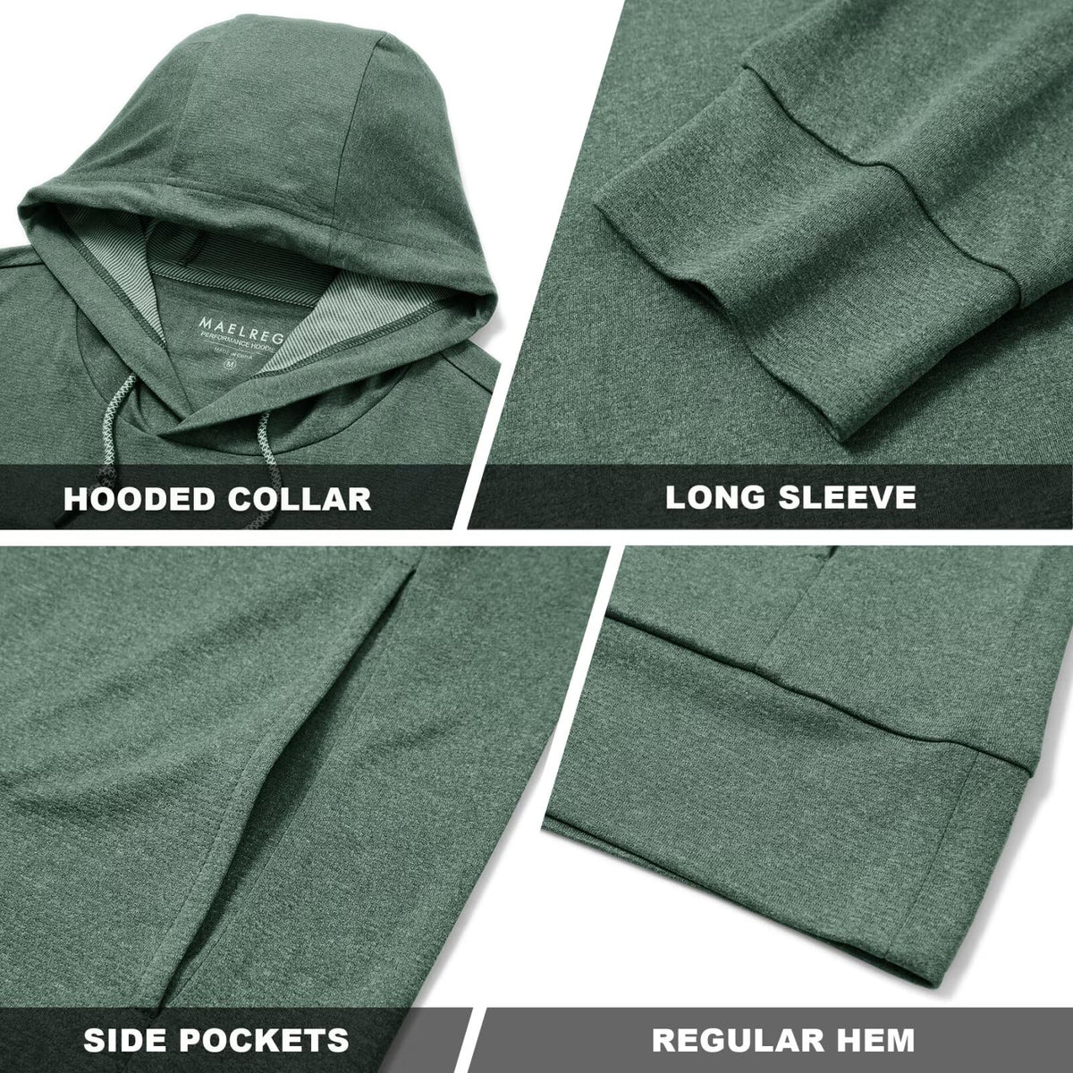 M MAELREG hoodie travel-ready look suitable for casual and sport activities.
