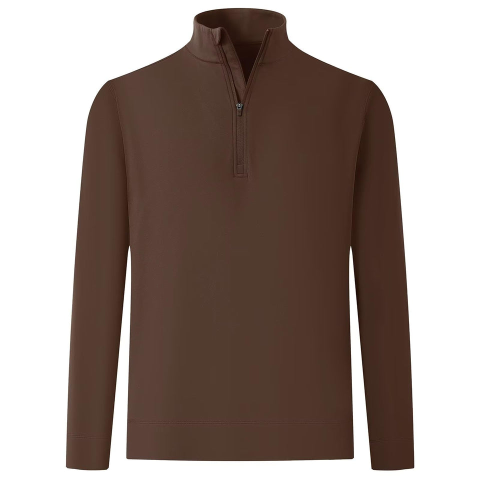 M MAELREG quarter-zip pullover closeup with soft fleece lining for warmth
