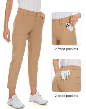 M MOTEEPI khaki golf pants feature a half-elastic waistband for a secure, comfortable fit.
