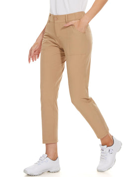 M MOTEEPI khaki golf pants showcase a split-hem design for a sleek silhouette.