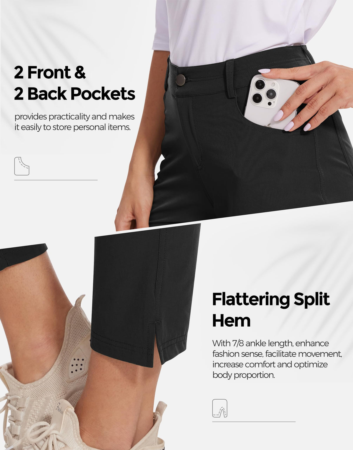 M MOTEEPI quick-dry travel pants with UPF50 protection for outdoor use.