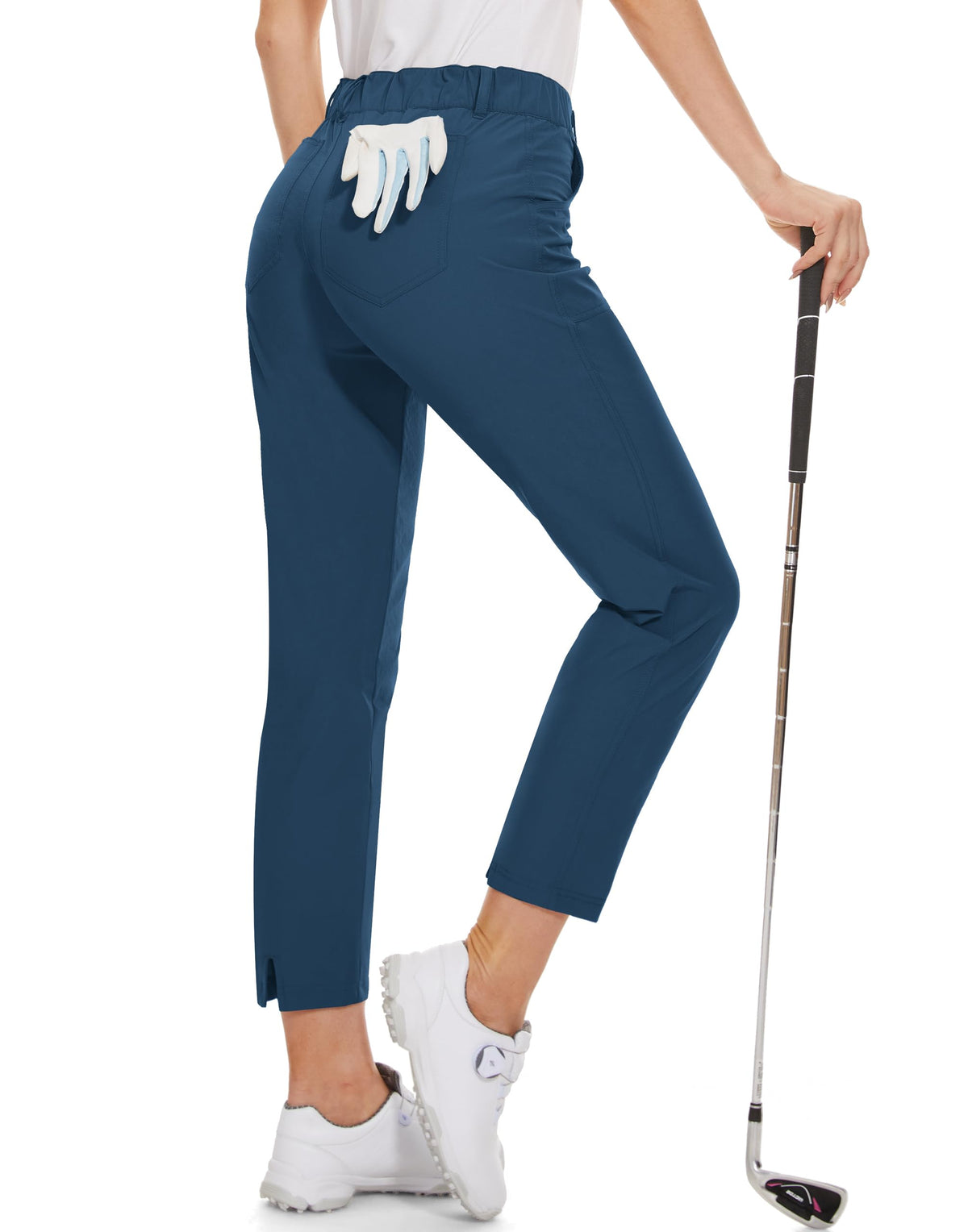 M MOTEEPI golf pants front view for a sleek, on-course silhouette.
