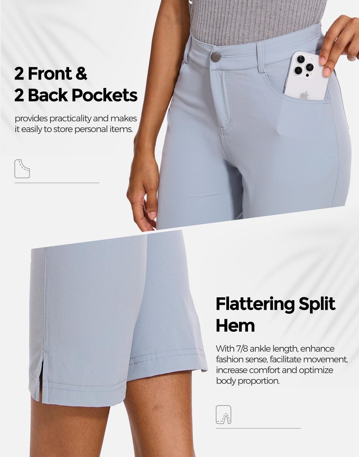 M MOTEEPI women's work pants with four pockets for practical storage and a flattering fit