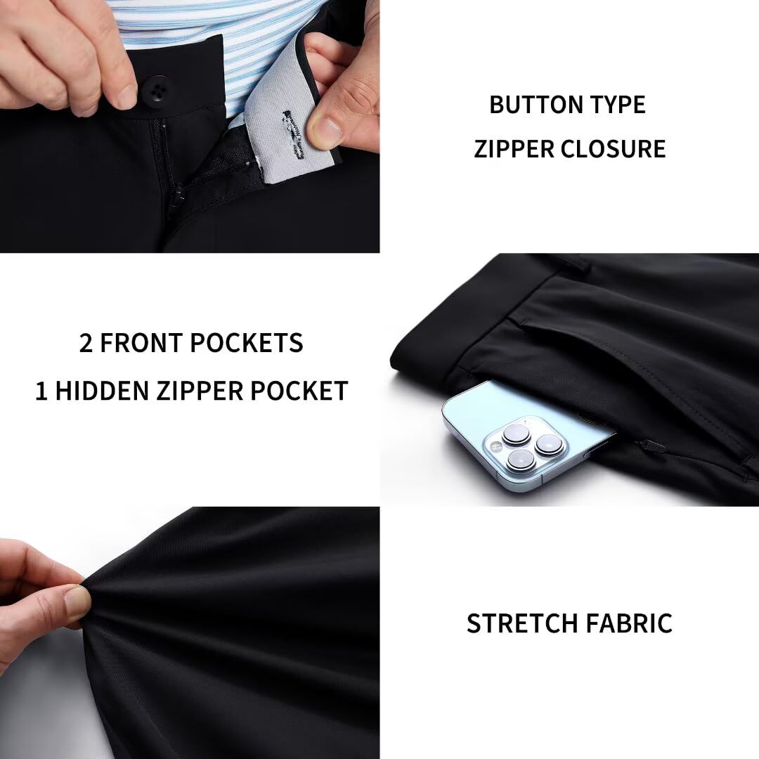 M MAELREG dress pants for men waistband close-up showing non-slip logo.
