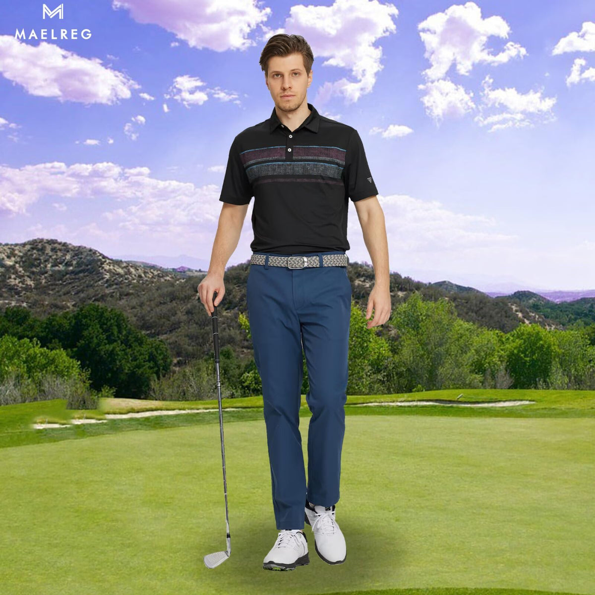 M MAELREG waistband with non-slip logo keeps shirts tucked for a clean look.