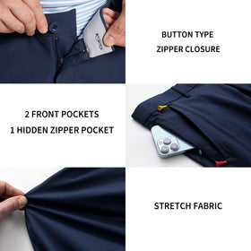 Maelreg dress pants elastic waistband with logo for secure tuck and stable fit.
