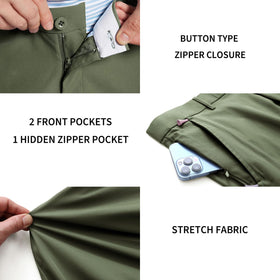 Maelreg golf pants back view highlighting slim fit and stretch.