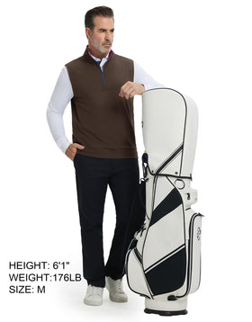 M MAELREG men's golf vest with quarter-zip for adjustable ventilation during rounds.