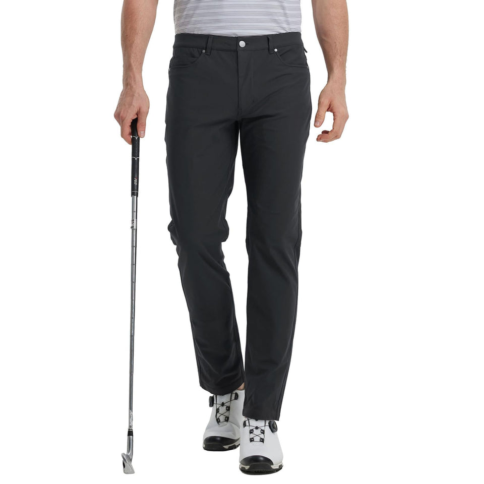 Maelreg men's business casual pants front view in black with a sleek daily-wear fit.